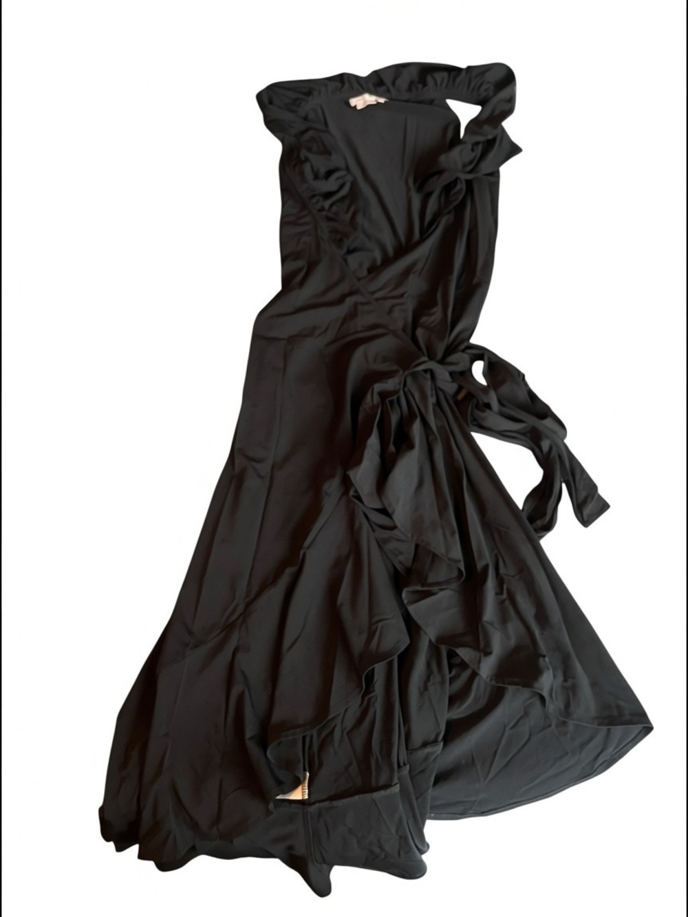 To the Max Black Ruffle Wrap Maxi Dress